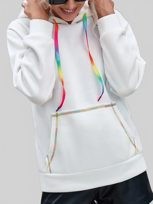 Ivy Lane Contrast Stitching Drawstring Raglan Sleeve Hoodie NicholesGifts