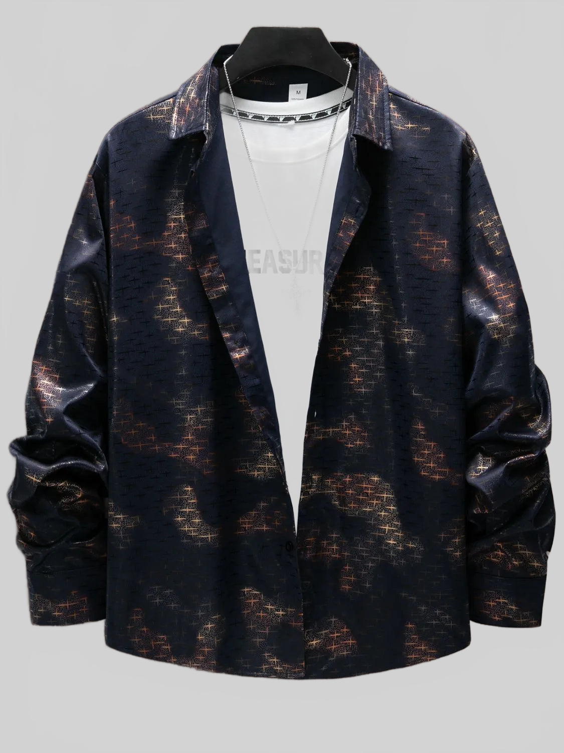 Men's Full Size Collared Neck Long Sleeve Shirt Plus Size nicholesgifts
