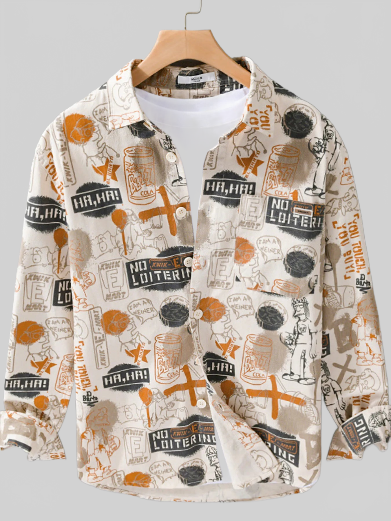 Men's Plus Size Printed Button Up Long Sleeve Shirt nicholesgifts