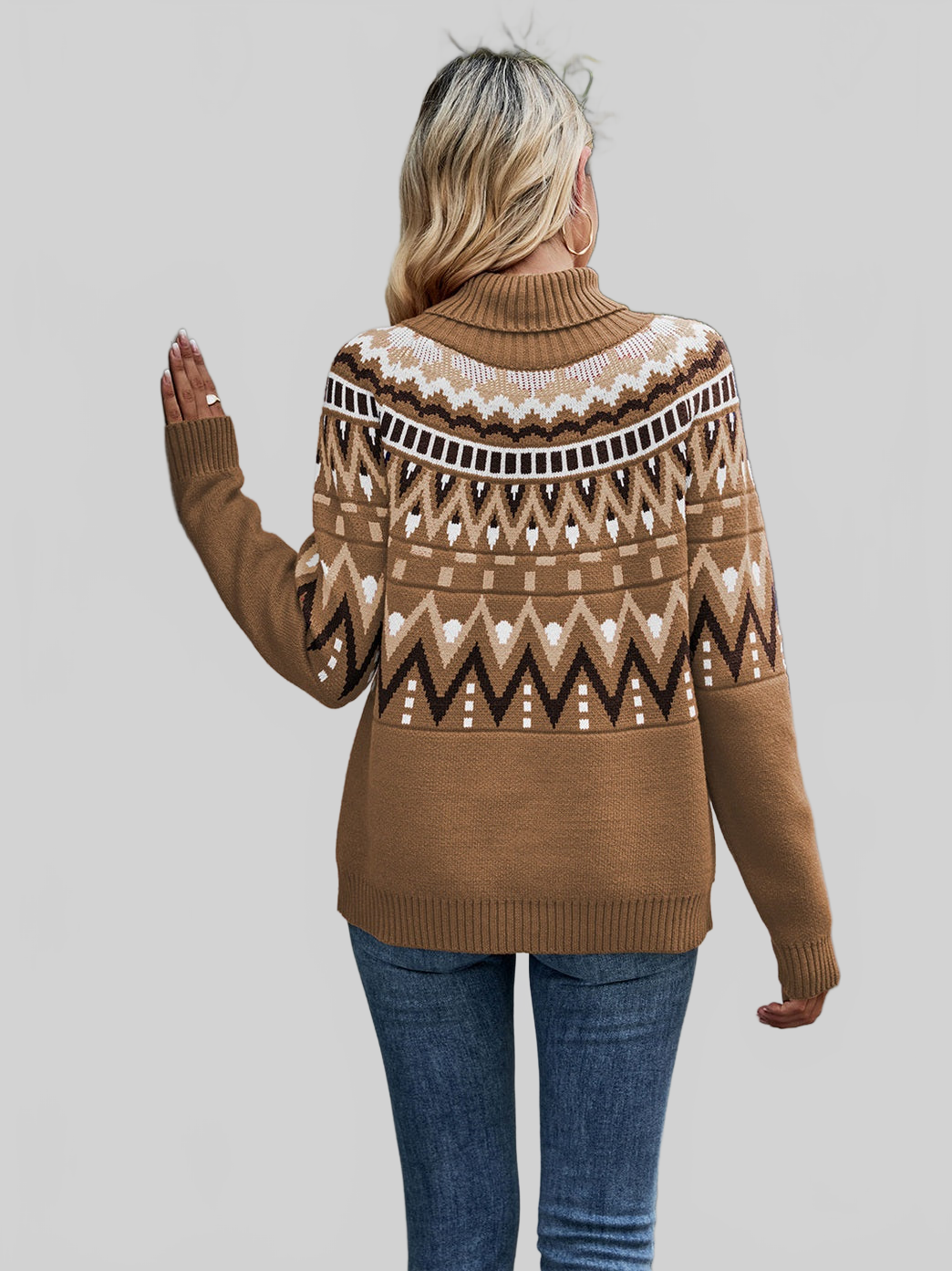 Turtleneck Ribbed Trim Pullover Sweater NicholesGifts