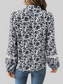 Printed Tie Neck Long Sleeve Blouse NicholesGifts