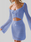 Women Cutout Lace-Up Long Sleeve Cover Up nicholesgifts