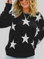 Star Pattern Round Neck Pullover Sweater nicholesgifts