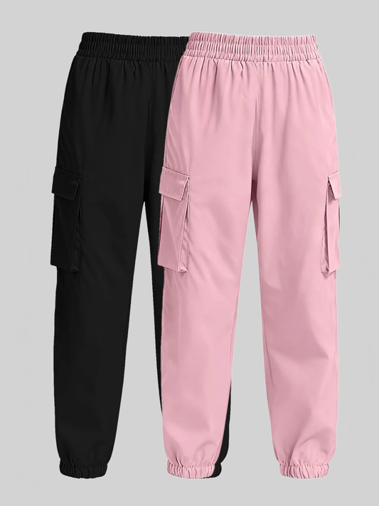 2 Piece Elastic Waist Cargo Pants NicholesGifts