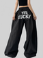 Letter Back Wide Leg Drawstring Pants nicholesgifts