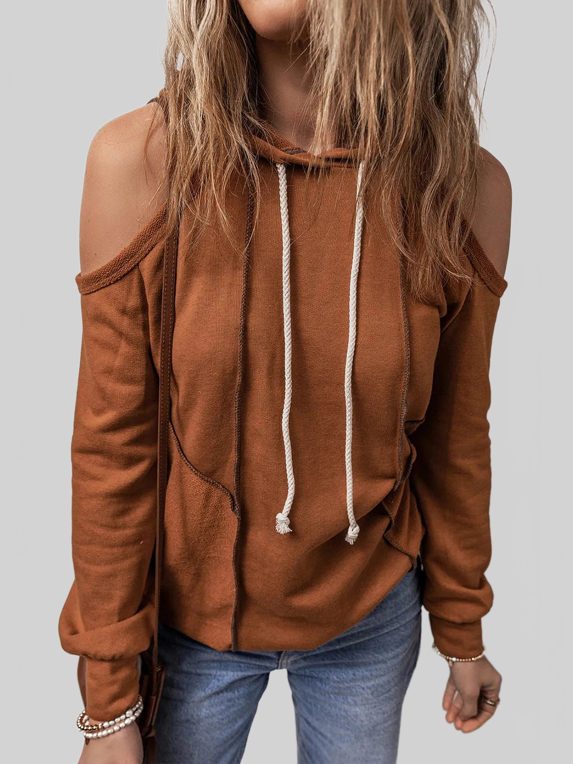 Cold Shoulder Long Sleeve Hoodie NicholesGifts