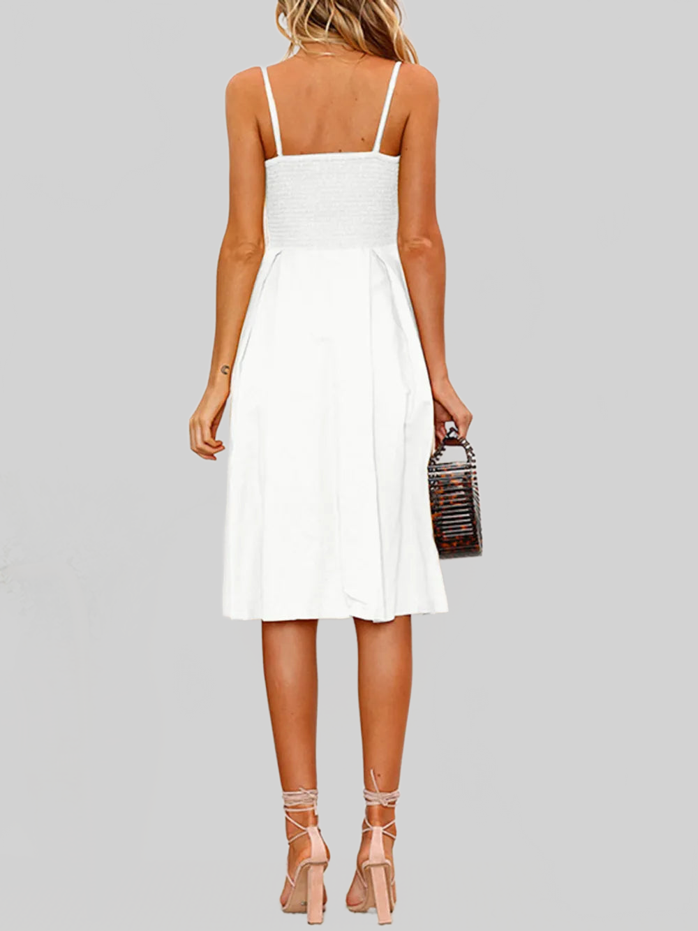 Cutout Smocked Sweetheart Neck Cami Dress nicholesgifts