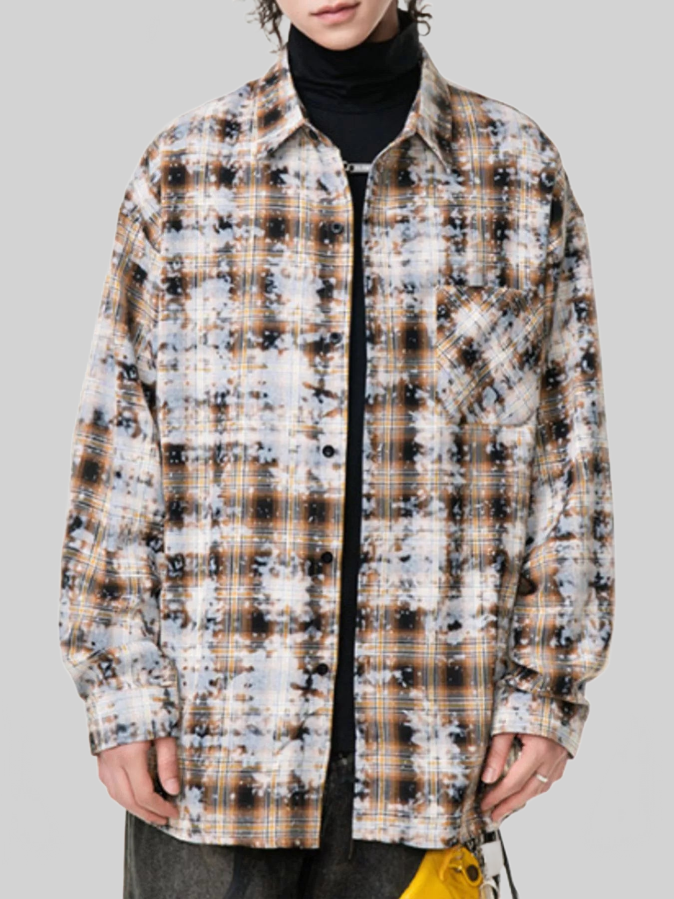 Men's Plus Size Plaid Button Up Long Sleeve Shirt nicholesgifts