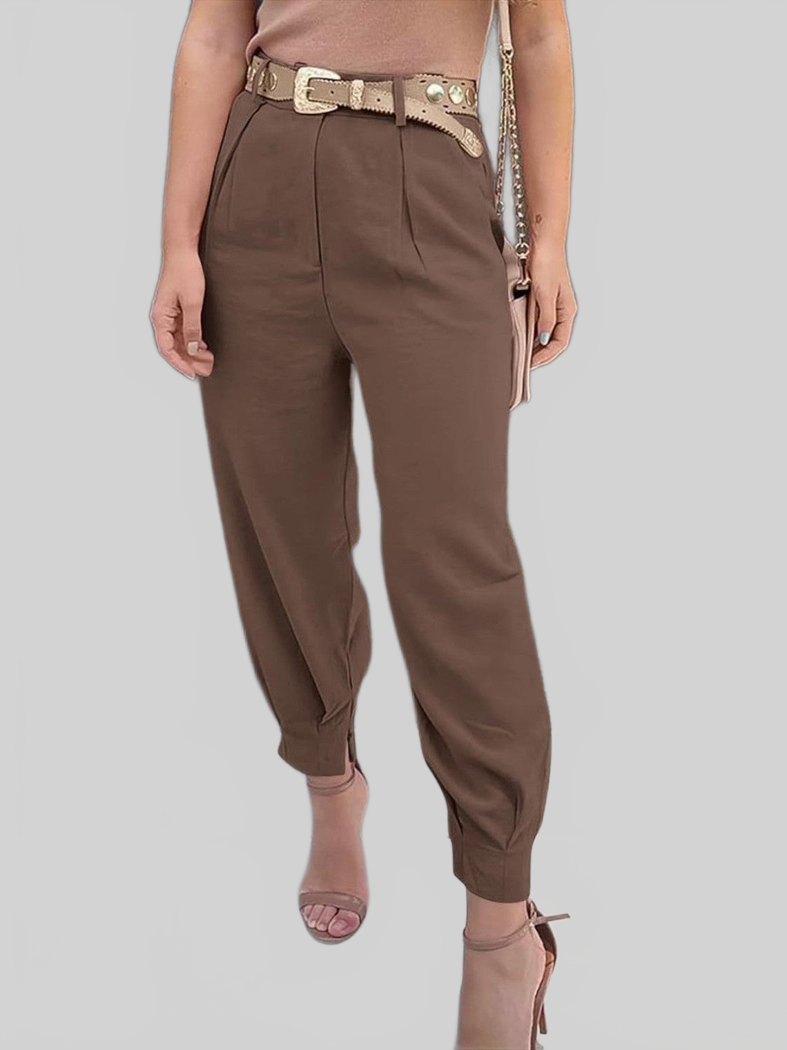 Women High Waist Cropped Pants nicholesgifts