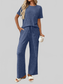 Ribbed Knit Short Sleeve Top and Pants Lounge Set nicholesgifts