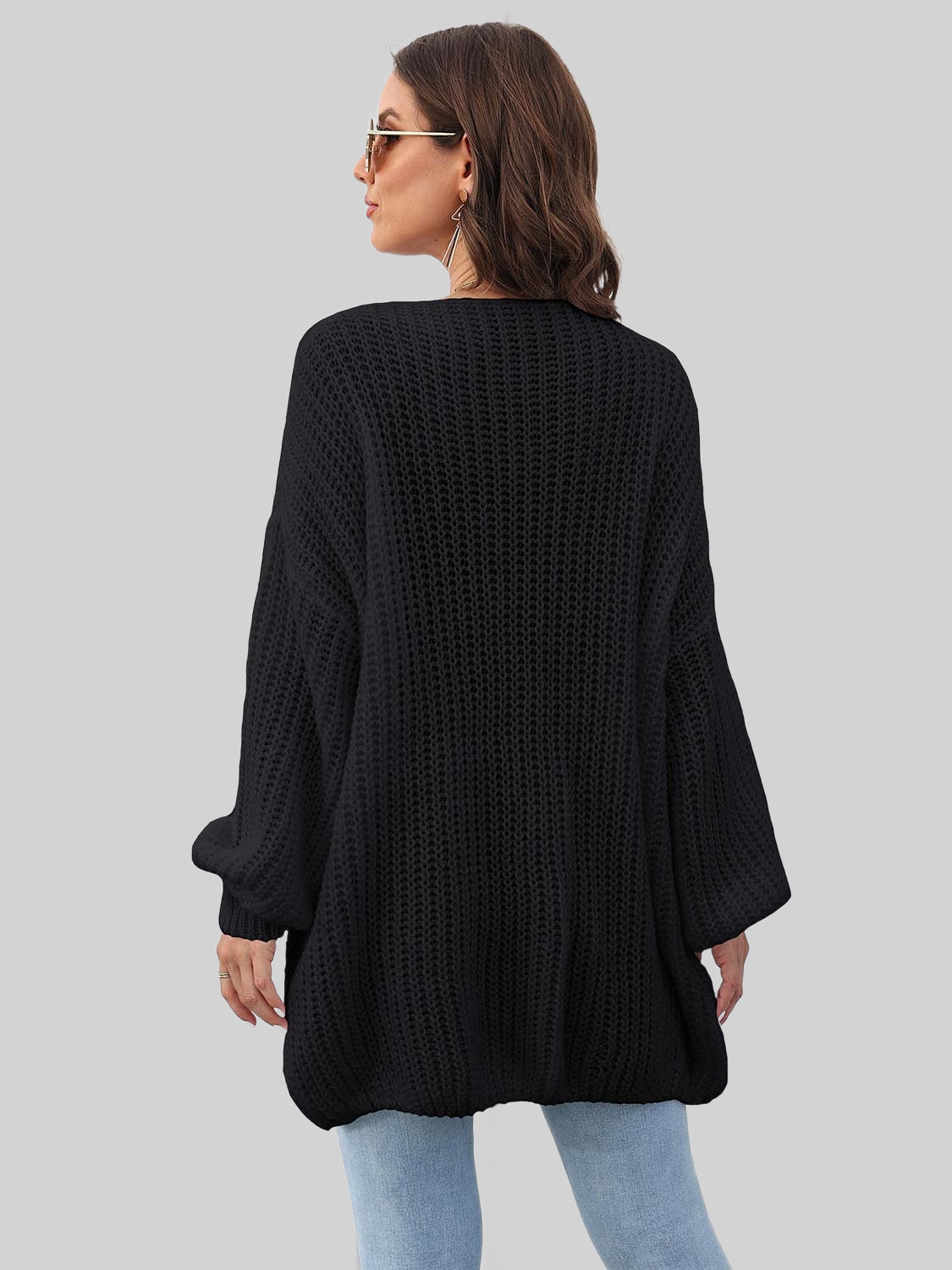 Women Open Front Dropped Shoulder Longline Cardigan nicholesgifts