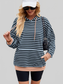 NicholesGifts Women Drawstring Contrast Striped Long Sleeve Hoodie NicholesGifts