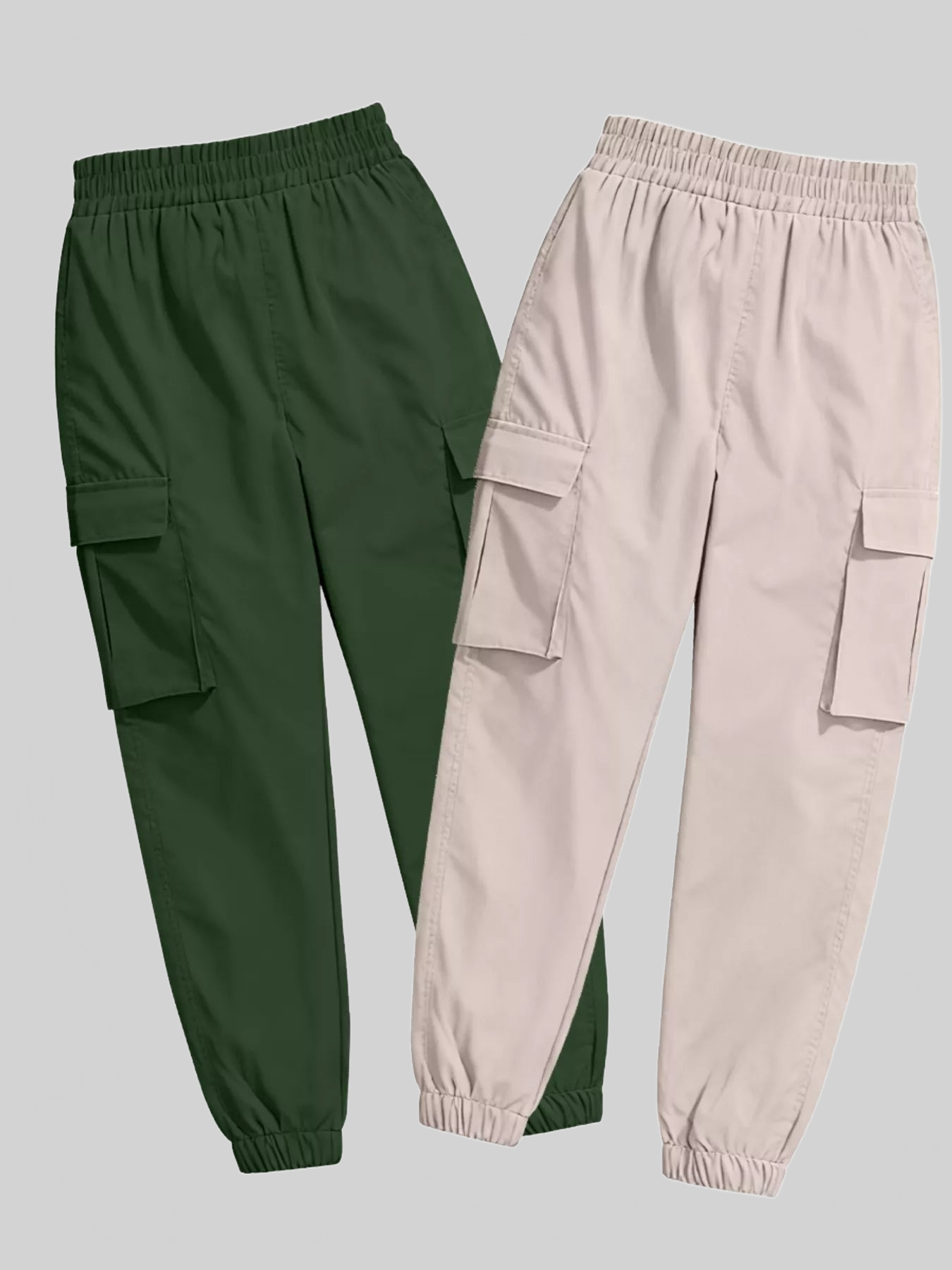 2 Piece Elastic Waist Cargo Pants NicholesGifts