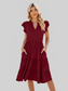 Ruched Notched Cap Sleeve Dress nicholesgifts