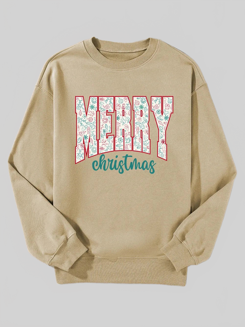 Women Merry Christmas Round Neck Long Sleeve Christmas Sweatshirt nicholesgifts
