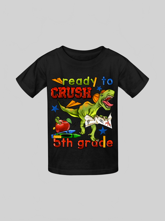 Boys Ready To Crush Fifth Grade Short Sleeve Tee Shirts for Back To School NicholesGifts