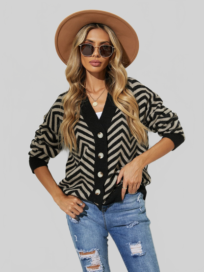 Angel Wings V-Neck Button-Down Cardigan nicholesgifts
