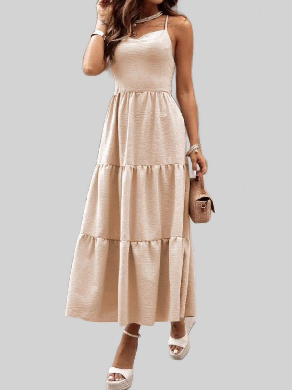 Tiered Crisscross Spaghetti Strap Dress nicholesgifts