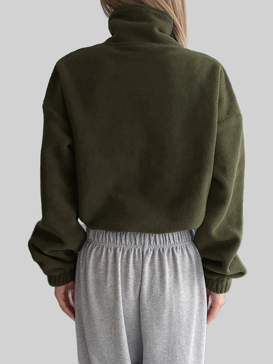 Honey Zip Up Long Sleeve Cropped Jacket nicholesgifts