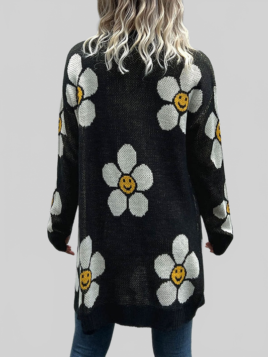 Perfee Floral Button Down Longline Cardigan nicholesgifts
