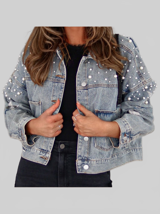 Bead Detail Denim Jacket nicholesgifts