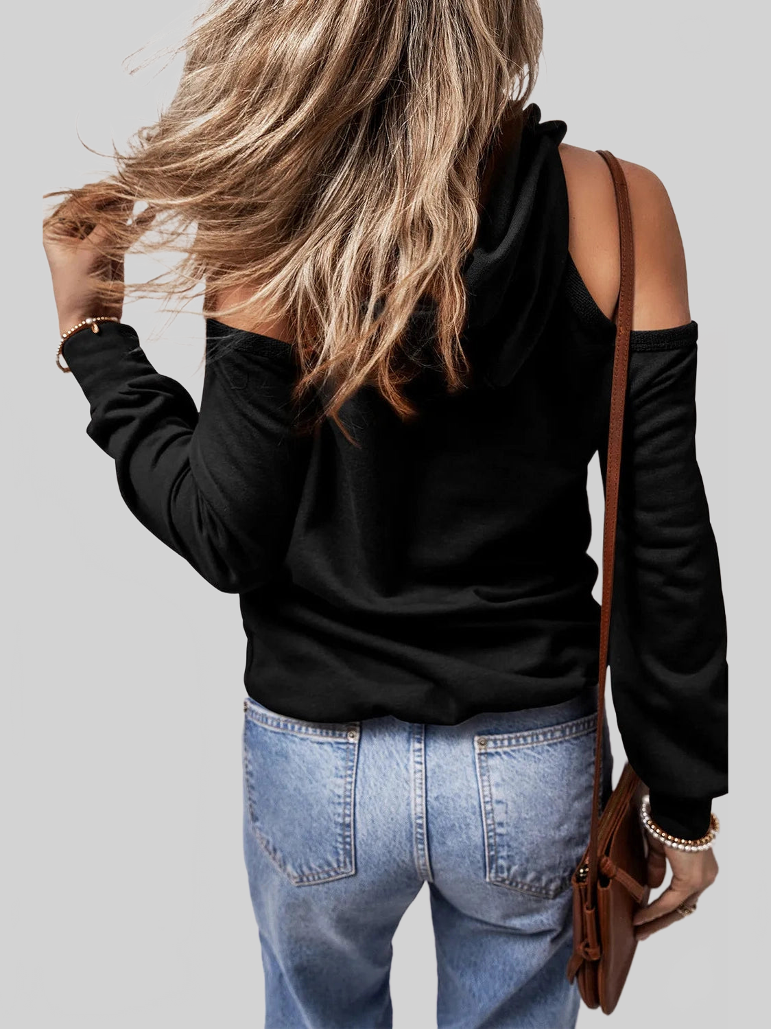 Cold Shoulder Long Sleeve Hoodie NicholesGifts