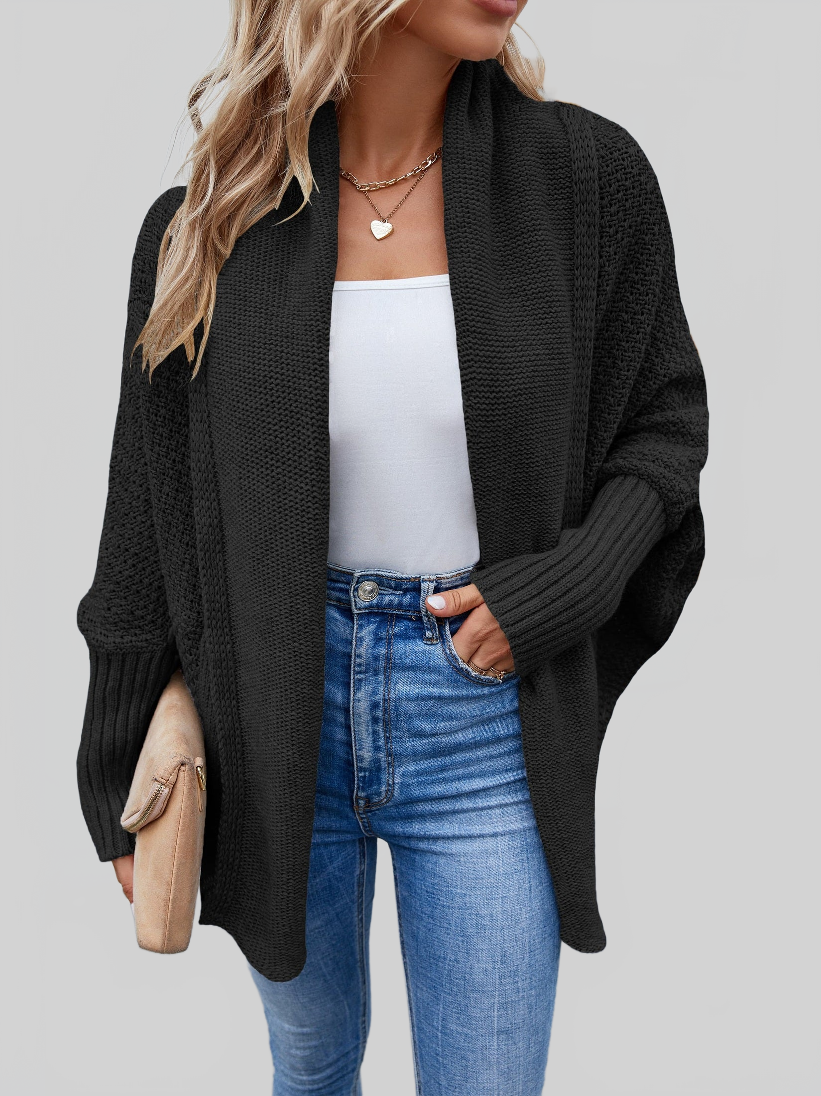 Open Front Long Sleeve Cardigan nicholesgifts