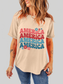 Women America Round Neck Short Sleeve T-Shirt nicholesgifts