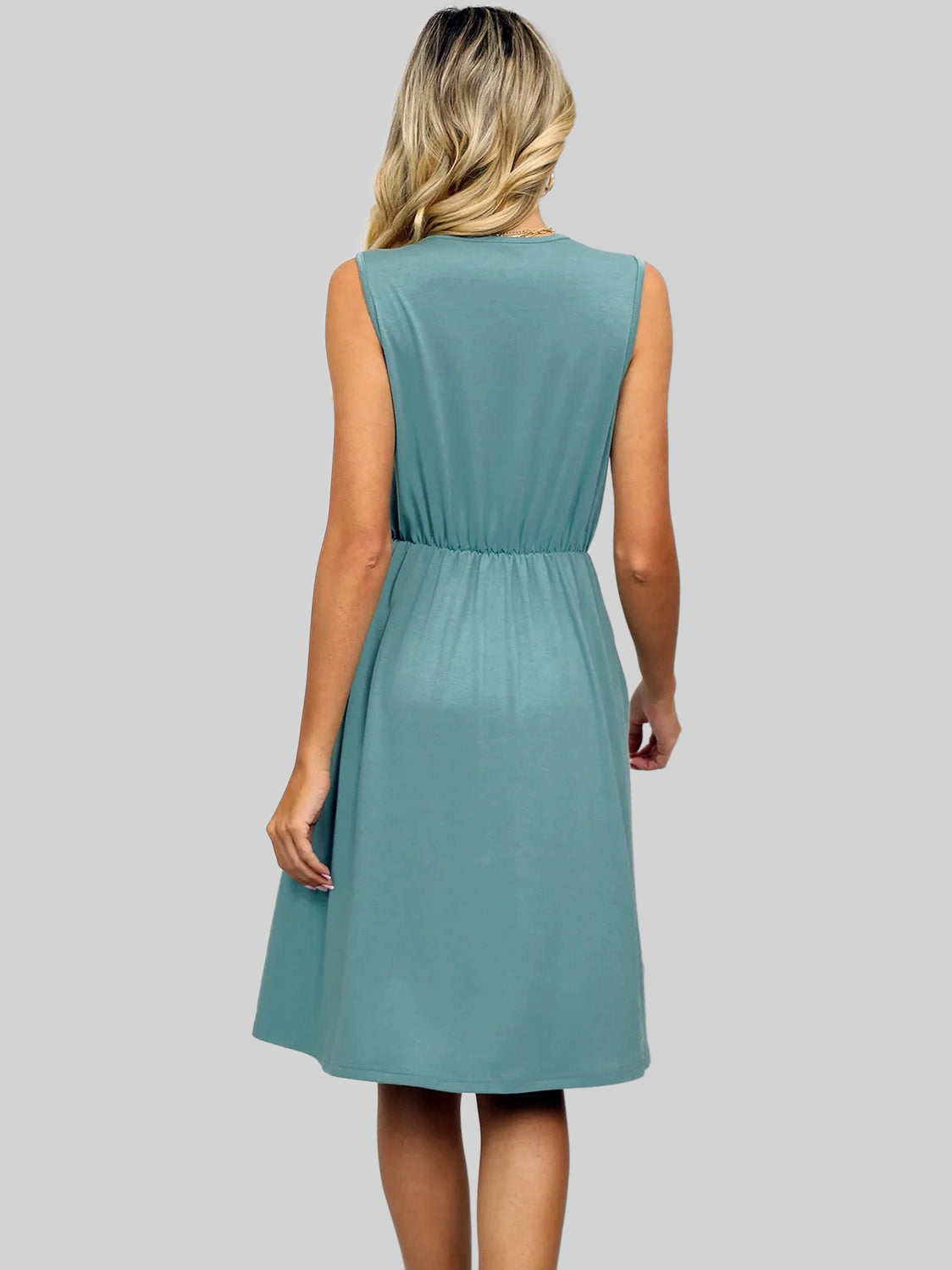 Pocketed V-Neck Wide Strap Dress nicholesgifts