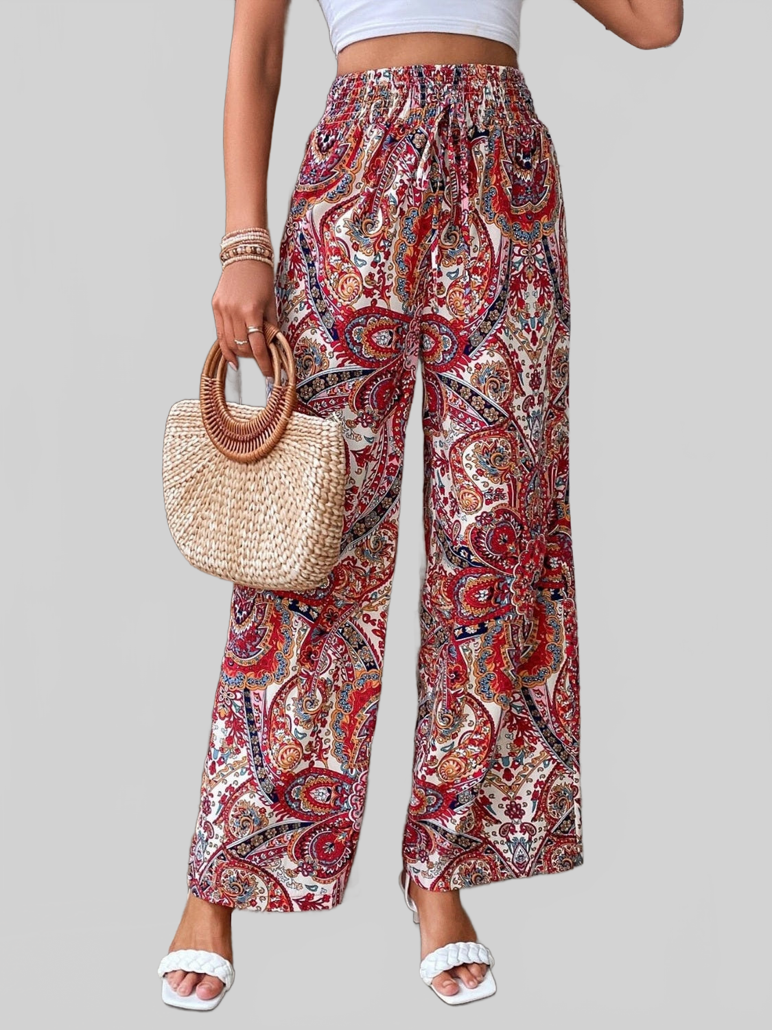 Women Printed Wide Leg Pants NicholesGifts