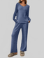 Ribbed Long Sleeve Top and Pants Lounge Set nicholesgifts