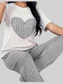 Heart Ribbed Knit Top and Pants Lounge Set nicholesgifts