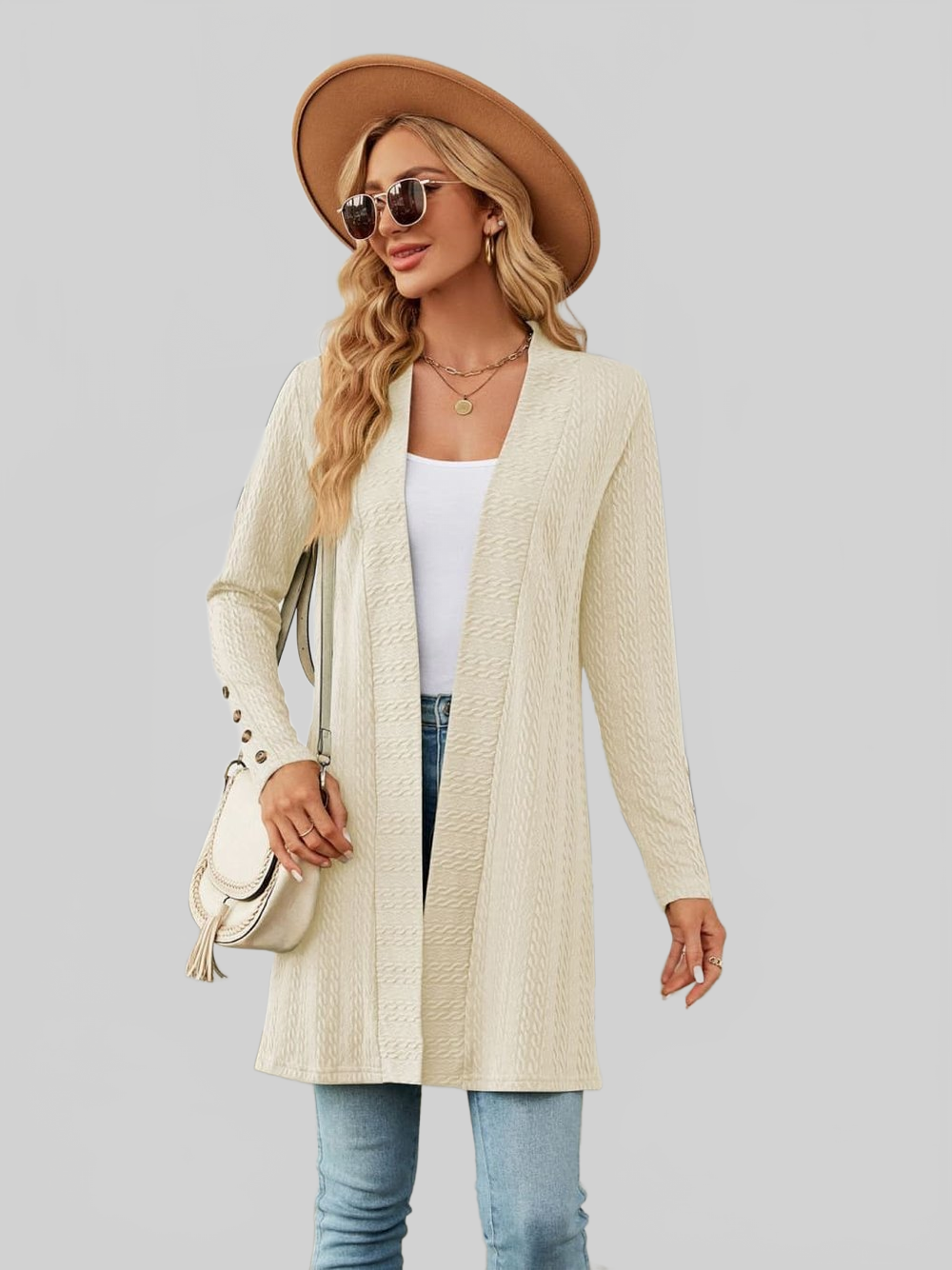 Long Sleeve Open Front Cardigan nicholesgifts