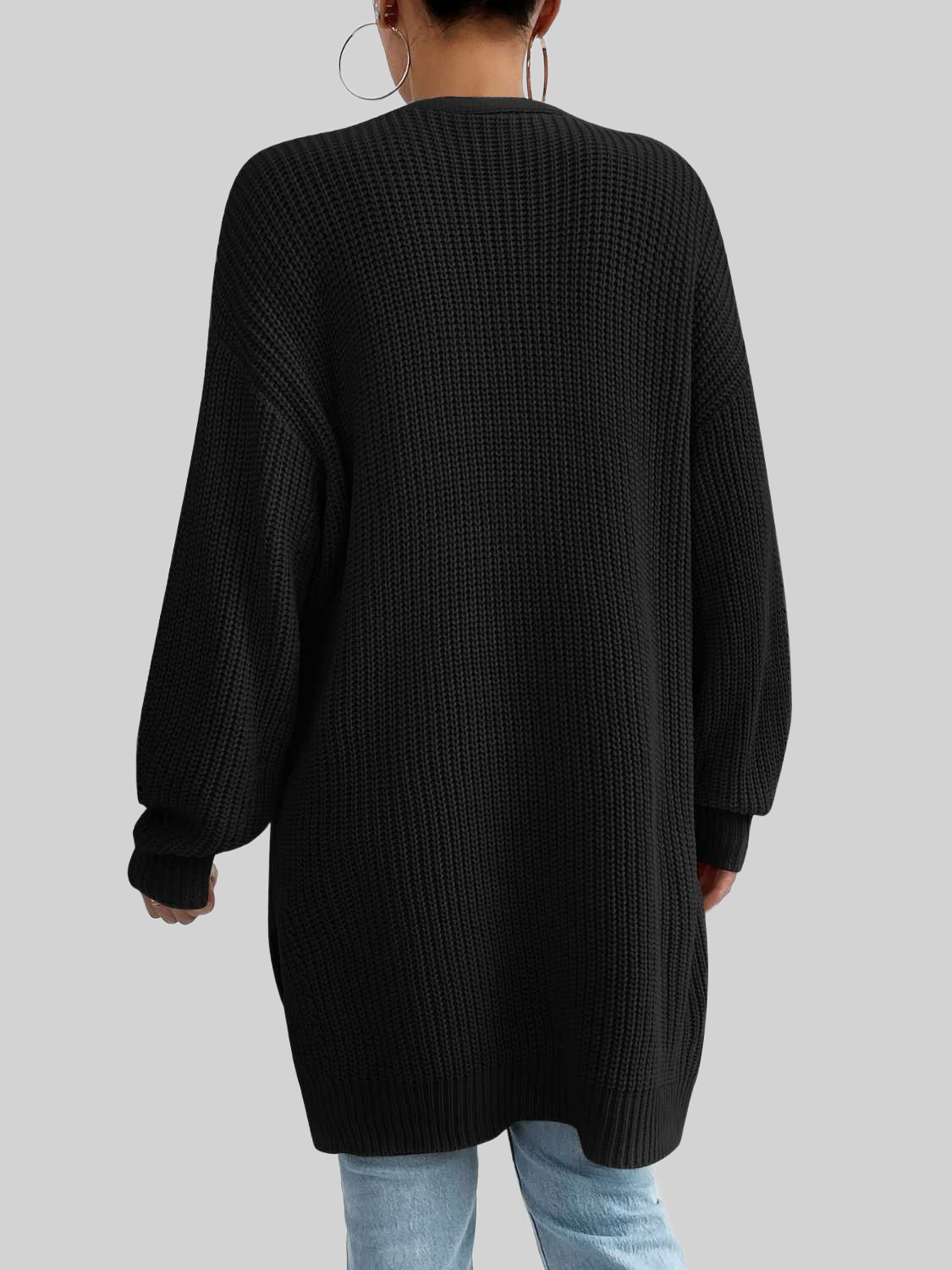 Open Front Dropped Shoulder Slit Cardigan nicholesgifts