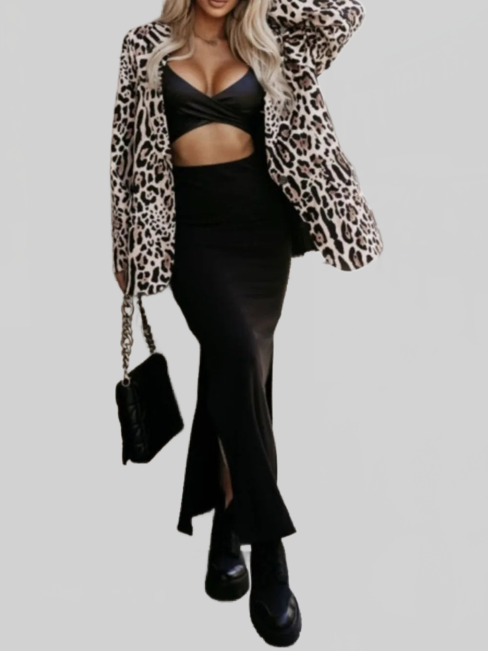 Tied Printed Collared Neck Long Sleeve Jacket nicholesgifts
