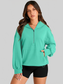 Pocketed Half Zip Long Sleeve Hoodie NicholesGifts