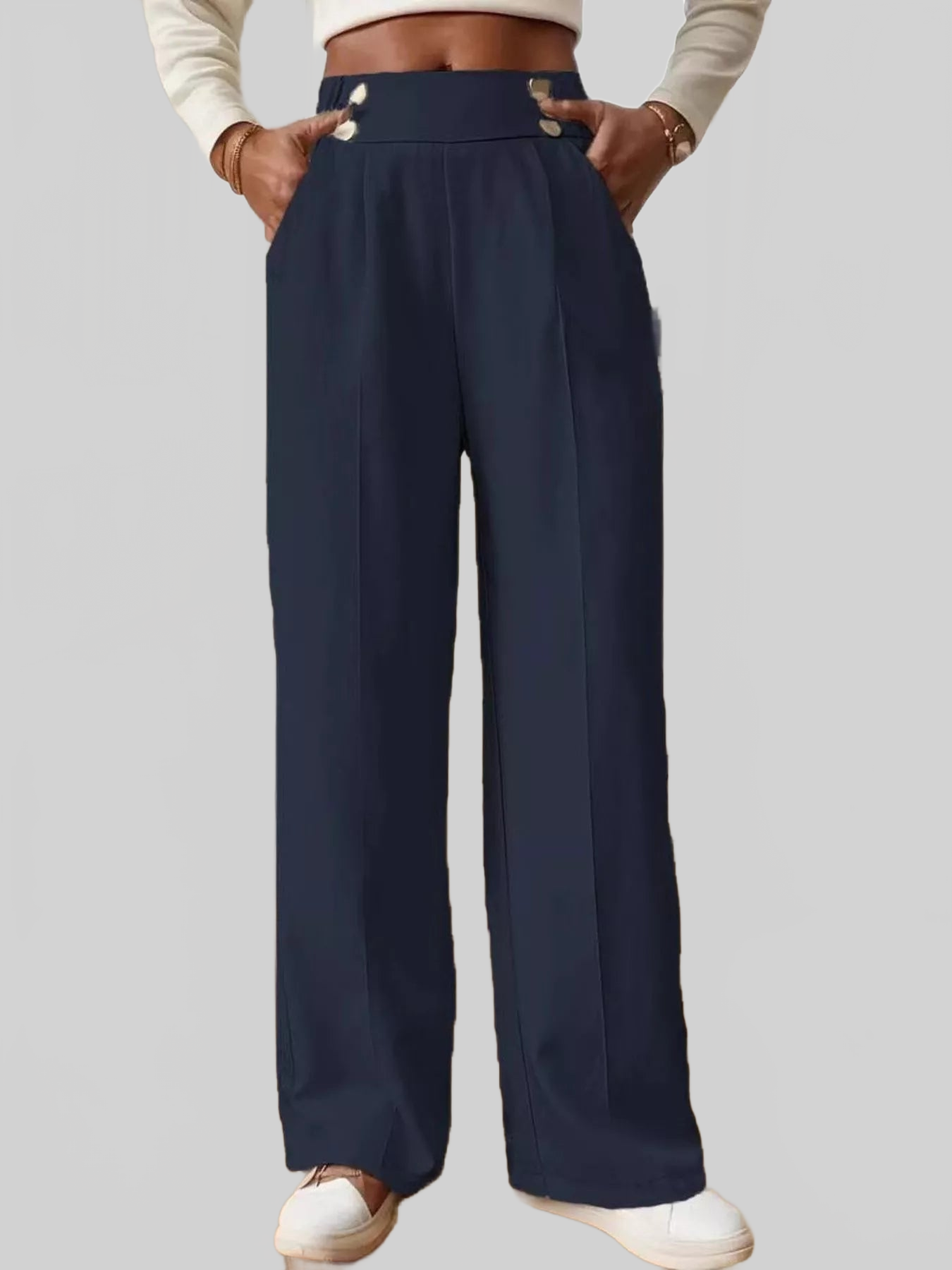 Women Full Size High-Waisted Wide-Leg Pants Plus Size nicholesgifts