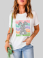 Women Happy Easter Round Neck Short Sleeve T-Shirt nicholesgifts