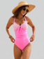 Women Lace Detail Crisscross Back One-Piece Swimwear nicholesgifts