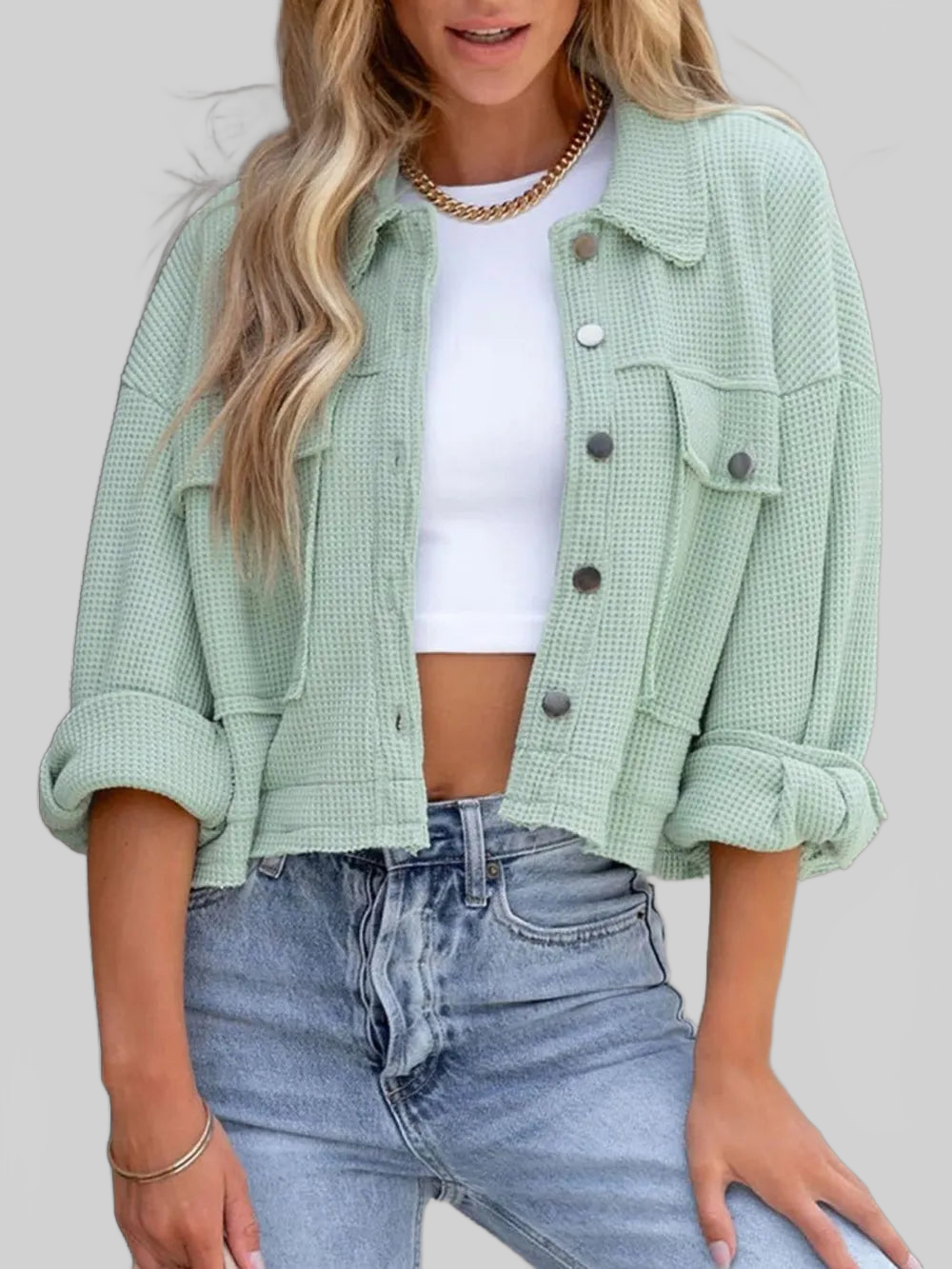 Button Up Long Sleeve Jacket nicholesgifts