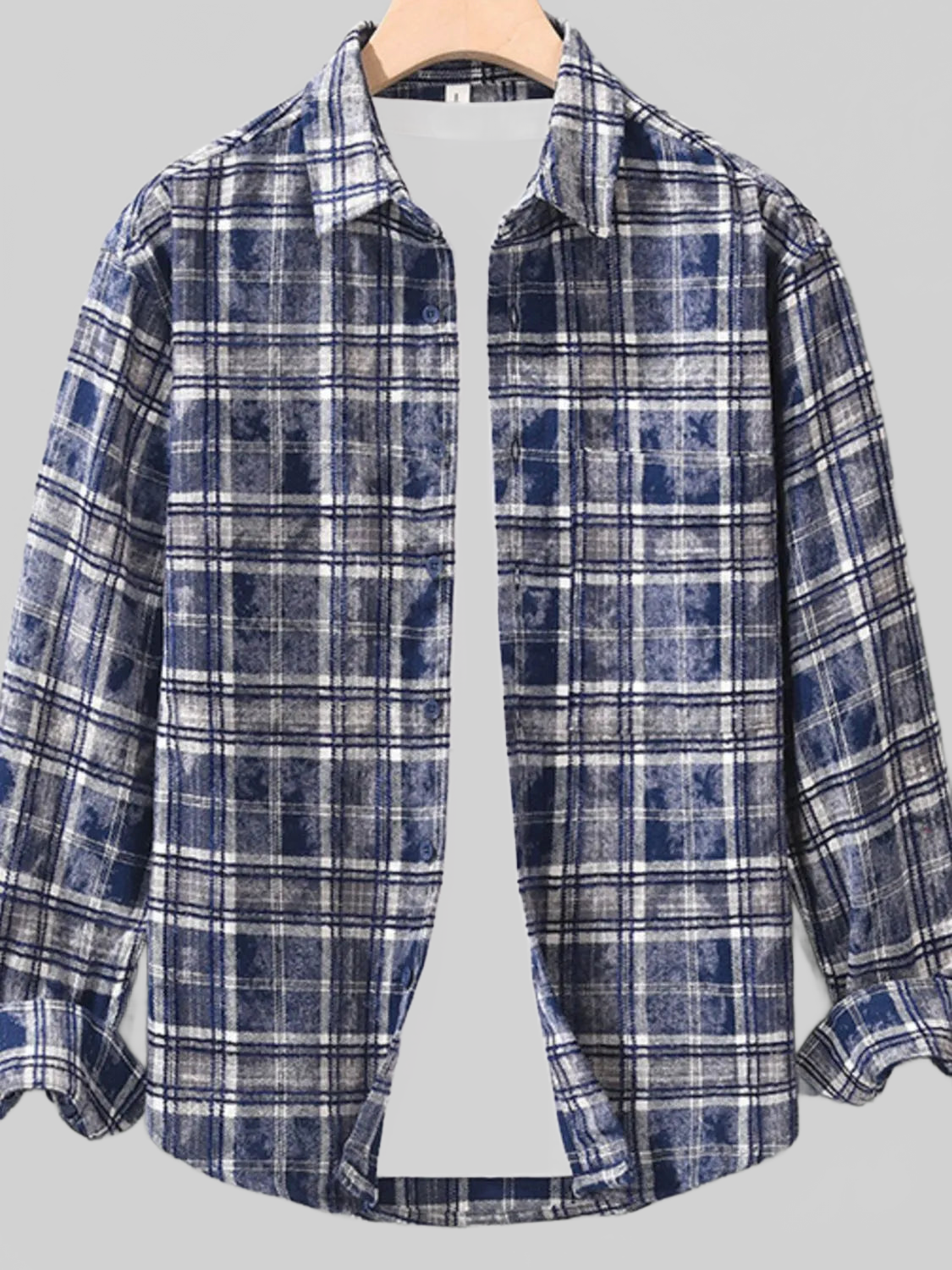Men's Plus Size Plaid Button Up Long Sleeve Shirt nicholesgifts