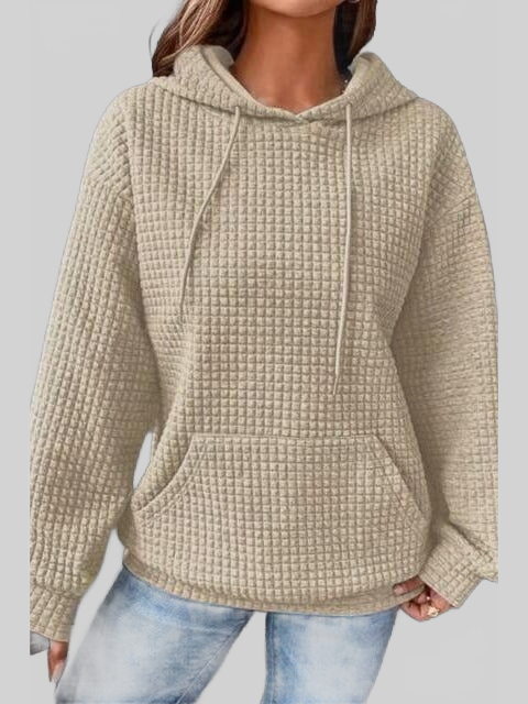 NicholesGifts Women Textured Drawstring Drop Shoulder Hoodie NicholesGifts