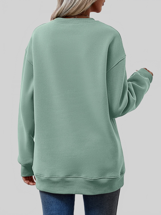 Women Leopard Lip Graphic Round Neck Sweatshirt nicholesgifts