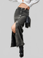 Button Up High Rise Denim Skirt nicholesgifts