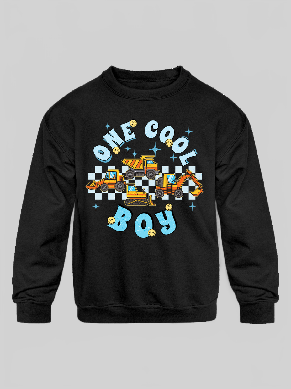 Toddler Boys One Cool Boy Long Sleeve Crewneck Sweatshirt NicholesGifts