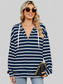 Drawstring Striped Long Sleeve Hoodie NicholesGifts