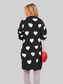 Women Heart Graphic Open Front Cardigan with Pockets nicholesgifts