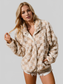 Women Double Take Checkered Long Sleeve Fuzzy Jacket NicholesGifts