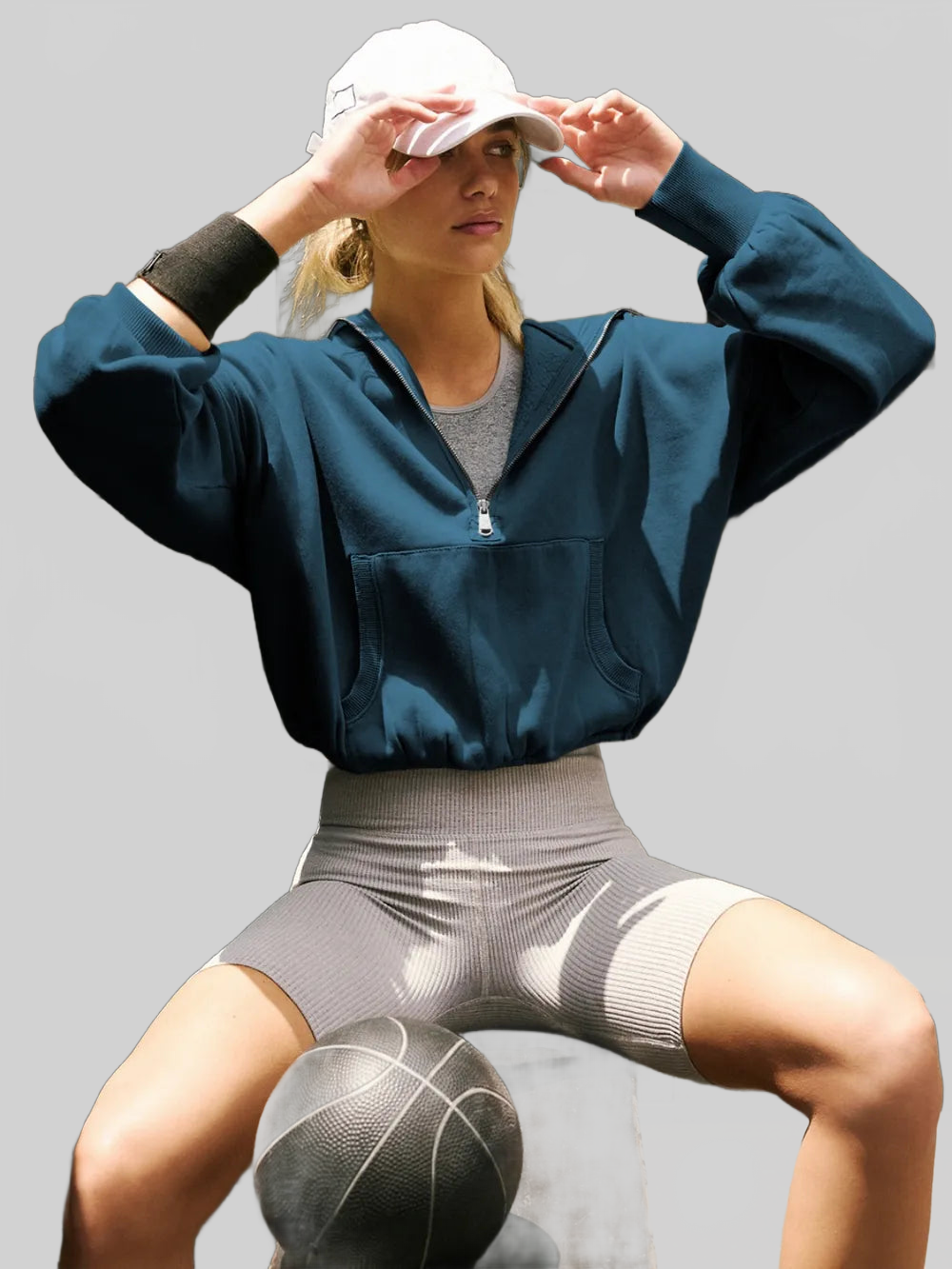 Half Zip Pocketed Dropped Shoulder Hoodie NicholesGifts