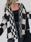 Women Plaid Open Front Long Sleeve Cardigan Sweater NicholesGifts